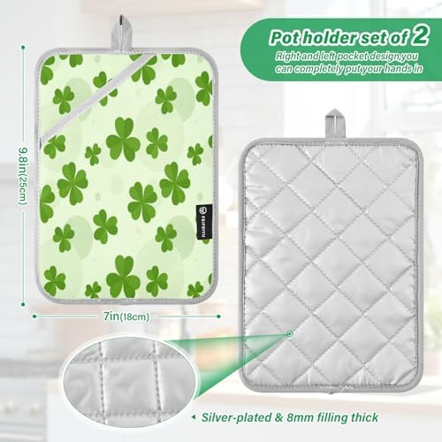 Kcldeci Green Tri Leaf 2-Pack POTHOLDER SET