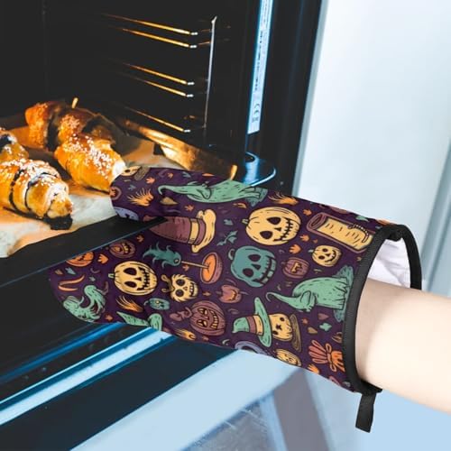 Halloween Abstract Pumpkins Oven Mitts Pot Holders