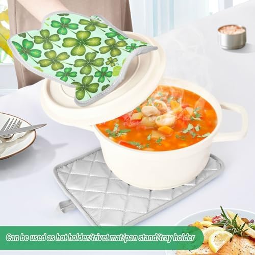 KCldeci Four Leaf Clover Heat-Resistant Oven Mitts for Baking and Cooking