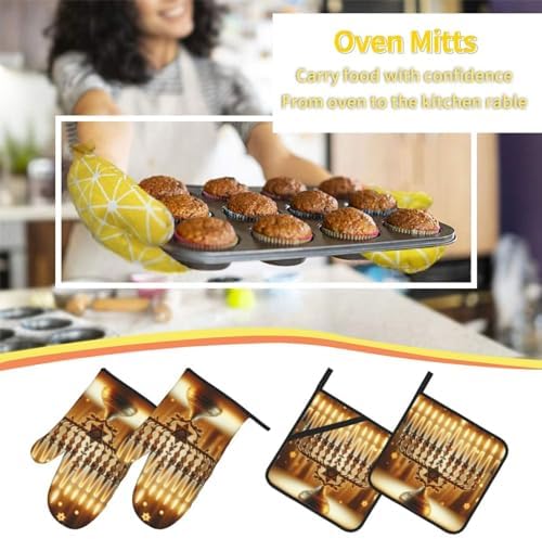 HEAT-RESISTANT OVEN MITS for Cooking and Baking