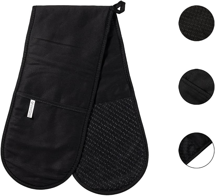 Heat-Resistant Oven Mitt 75x32in Black