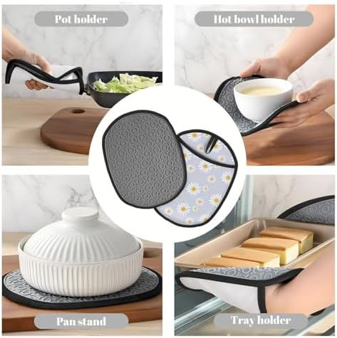 Daisy-Printed Silicone Potholders