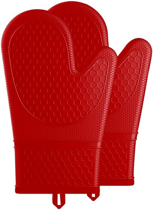 Set of 2 Silicone Oven Mitts with Waterproof and Non-Slip Design