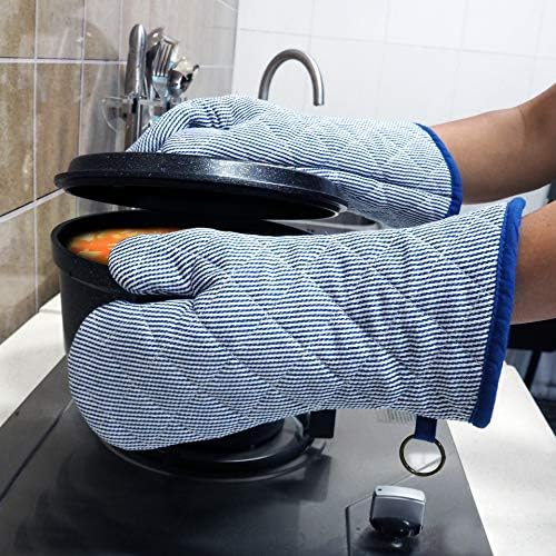 RED LMLDETAHeat-Resistant Oven Mitts Durable 100 Cotton Non-Slip Washable Protector