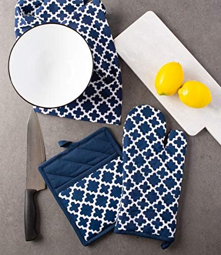 DII Lattice Potholder Oven Mitt Set