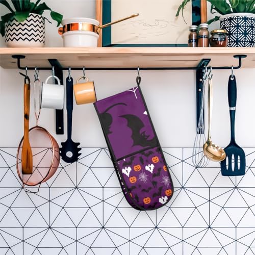 Halloween Pumpkin Double Oven Mitt Heat Resistant Kitchen Gloves