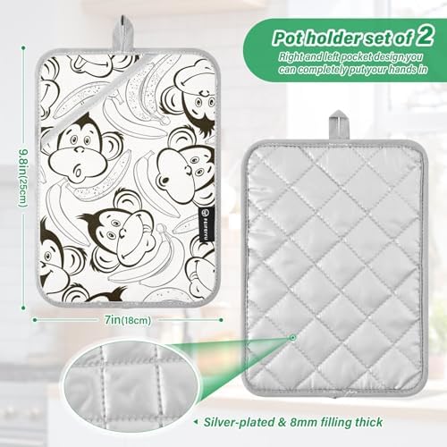 Dalzium Potholder Set of 2 Heat Resistant Oven Mitts with Hand Pockets