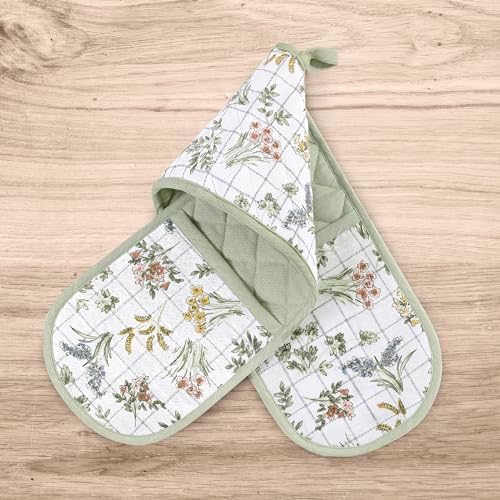 Rhoda French Countryside Quilted Oven Mitt Sage Green