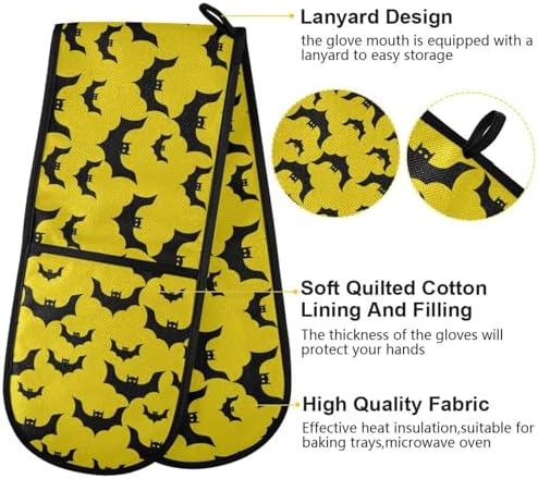 Fygkptb Halloween Flying Bats Oven Mitts