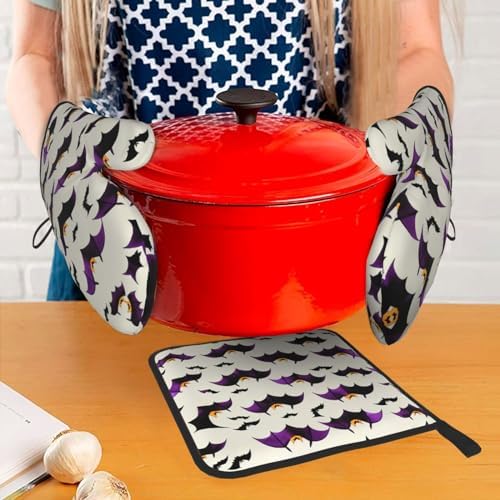 Halloween Flying Bat Oven Mitts And Pot Holders