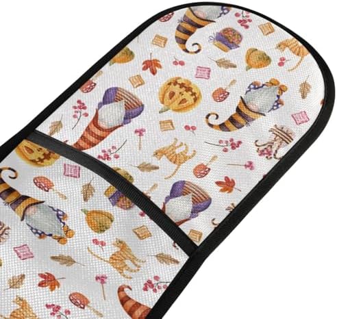 Seamless Halloween Gnomes on White Double Oven Mitts