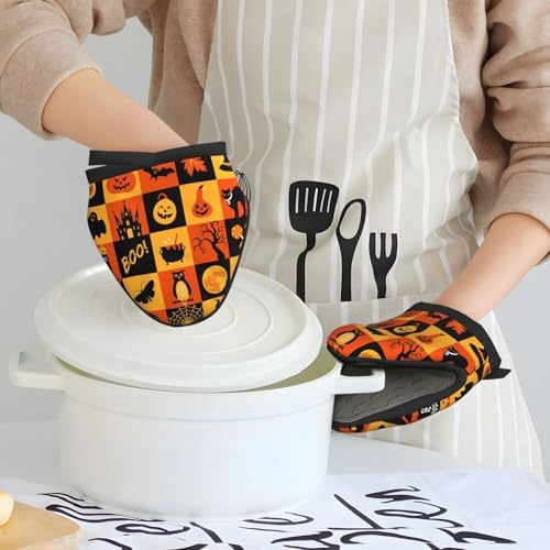 Halloween Symbol Oven Mitts - Heat Resistant Non-Slip