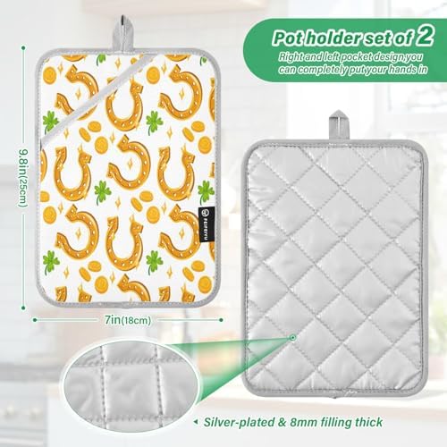 Golden Horseshoe Coin Clover Potholders