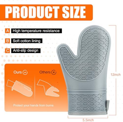 HEESEE Heat-Resistant Silicone Oven Mitts