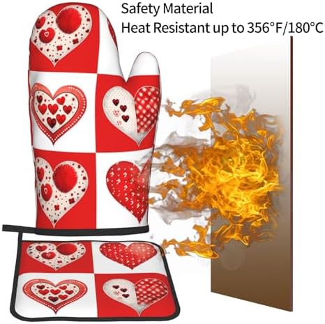 Valentines Day Love Oven Mitt and Pot Holder Set