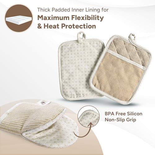 Casa Platino Mini Oven Mitts Silicone Pot Holders Set - Heat-Resistant KitchenEssentials