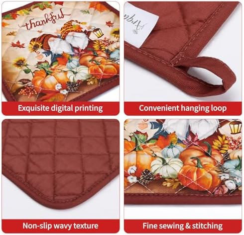 Thanksgiving Gnome Oven Mitts and Potholders Set