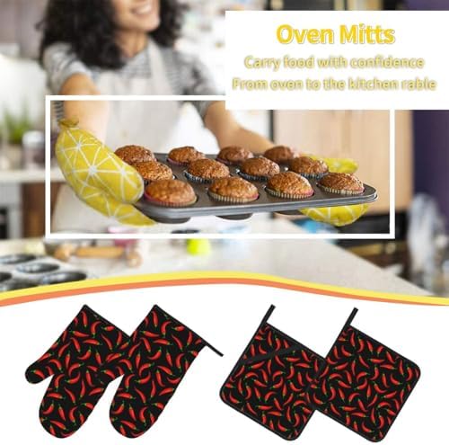 Red Hot Chilli Peppers Hand Underestimate Proof Oven Mitts Set of 4
