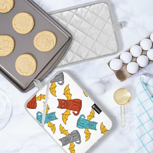OurVII 2-Piece Cat Wing Potholders for Baking Heat Resistant Kitchen Mitts