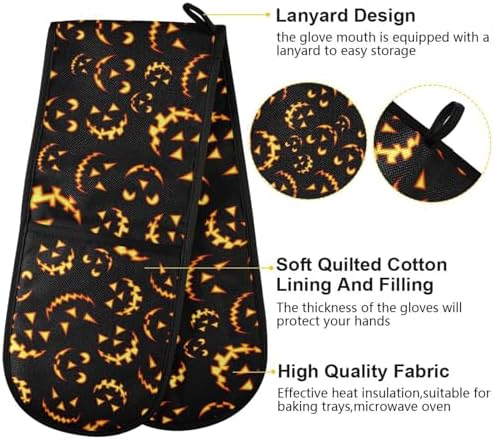 Susiyo Double Oven Mitts Halloween Pumpkins Heat Resistant