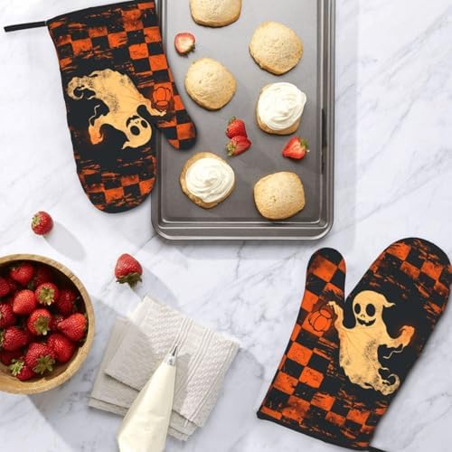 Halloween Skull Oven Mitts Heat Resistant Non-Slip Waterproof 1