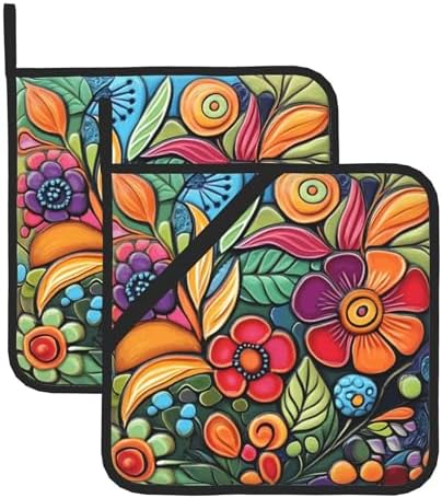 HOYYU Heat-Resistant Boho Potholders Set