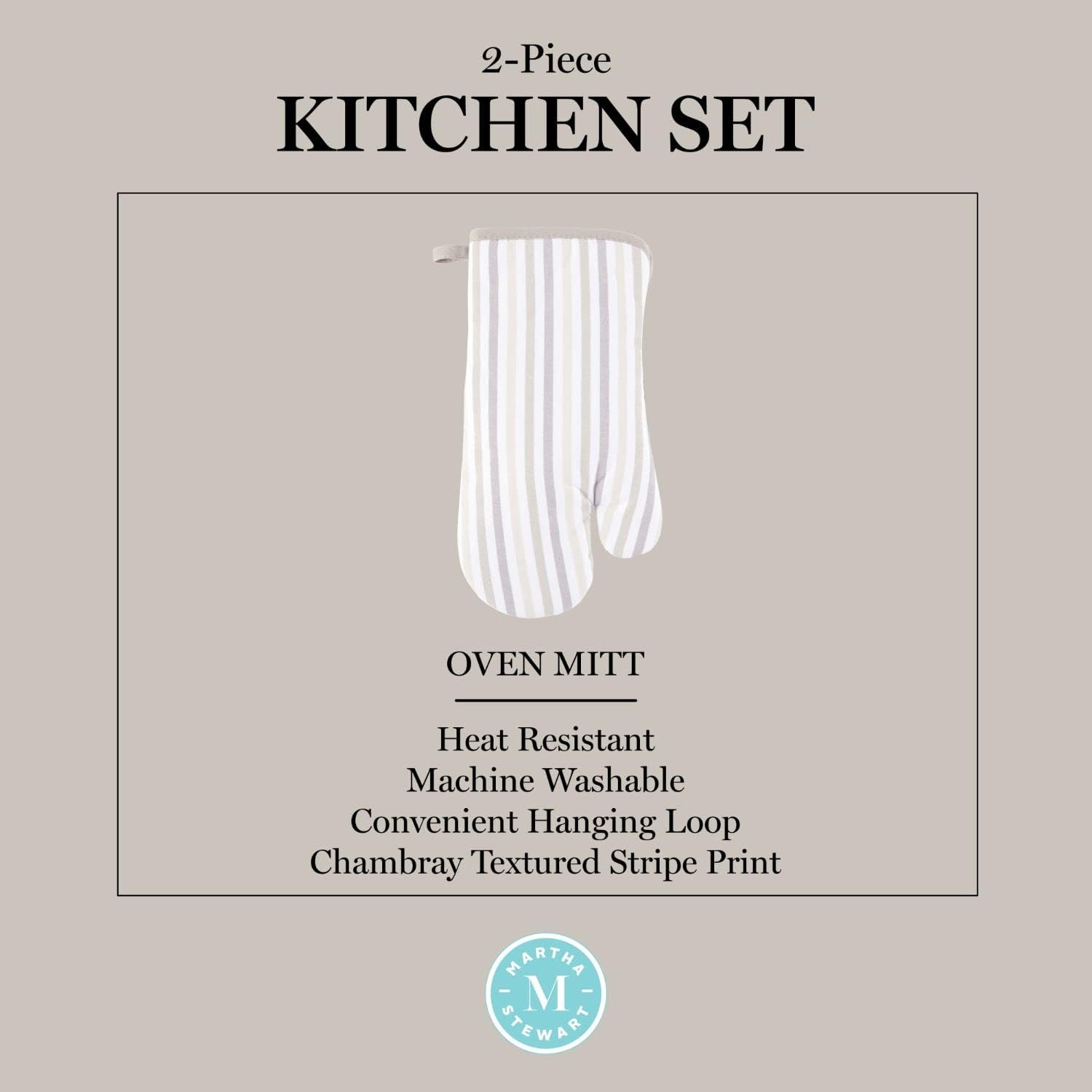 Martha Stewart Daisy Stripe Oven Mitts Set