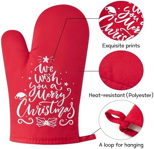 GROBRO7 6Pcs Christmas Oven Mitts Pot Holders Machine WashablePersonalized for Holidays