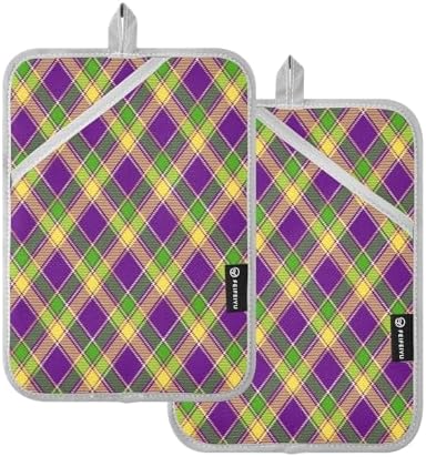 Mardi Gras Plaid Pot Holder 2-Pack