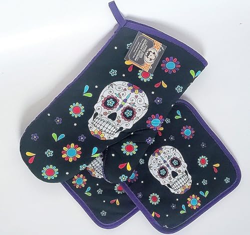 Day of The Dead Halloween Set Halloween Oven Mitts Potholders