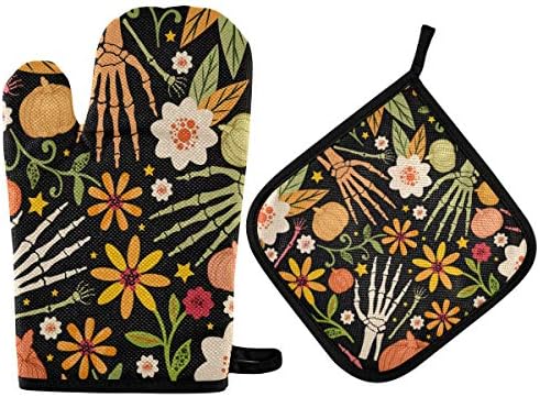 Halloween Sugar Skull Oven Mitts Pot Holders