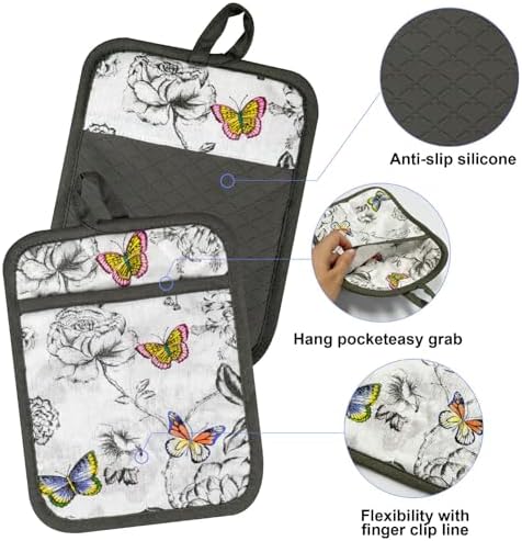 Alselo Oven Mitts Set of 5 with Butterfly Apron
