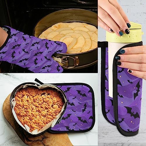 Halloween Black Bat Oven Mitts and Pot Holders