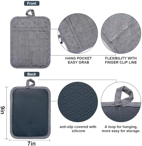 Safe Kitchen silicone pot holders 3-packs heat resistant BBQ and oven mitts