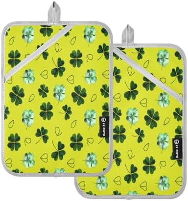 Kcldeci Green Clover Leaves 2Pack Heat Resistant Oven Mitts Potholders