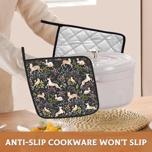 2PCS Forest Deer Potholders Heat-Resistant