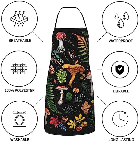 Mushroom Oven Mitts and Apron Set 5Pcs Heat Resistant
