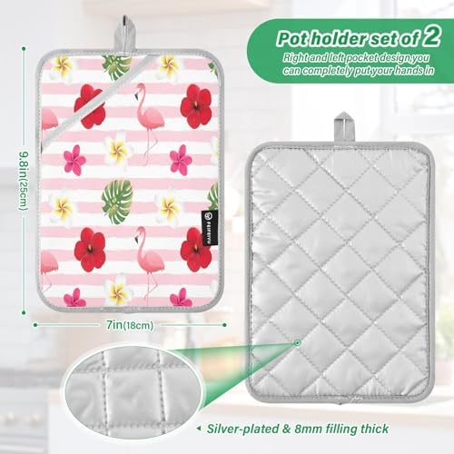 Kcldeci 2 Pack Heat Resistant Oven Mitts and Pot Holders