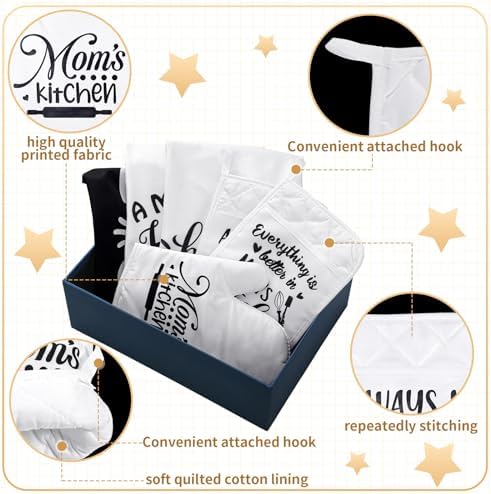 Shinymoon Oven Mitts and Apron Kitchen Gift Set