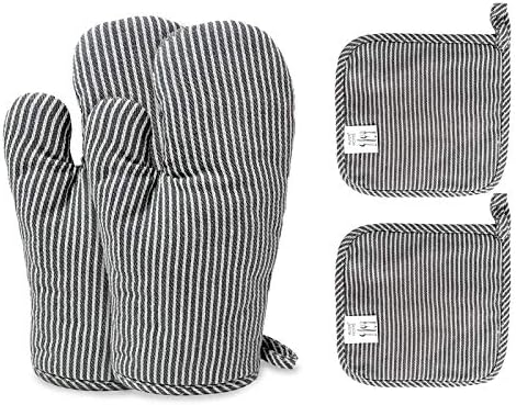 Safe Heat-Resistant 4-Piece Oven Mitts Pot Holders for Kitchen Use