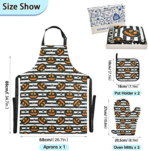 Perfect Halloween Oven Mitts Apron Set for Baking Cooking