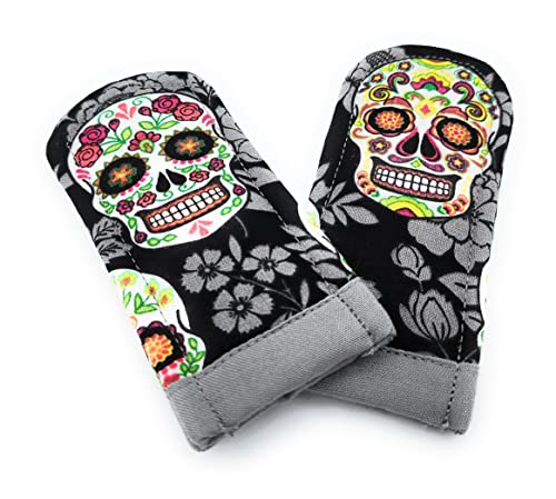 Da de Muerto Pot Holder Pair Cast Iron Pots Skillets Handle Mitts