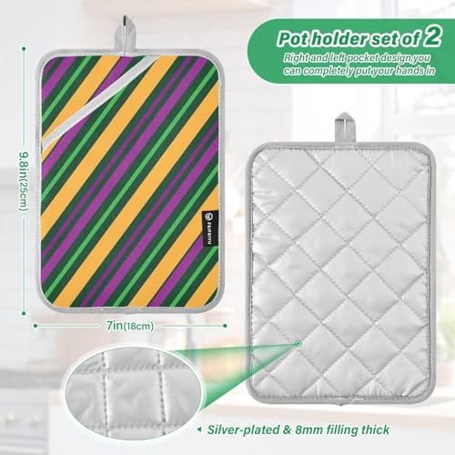 Mardi Gras Striped 2-Pack Potholders