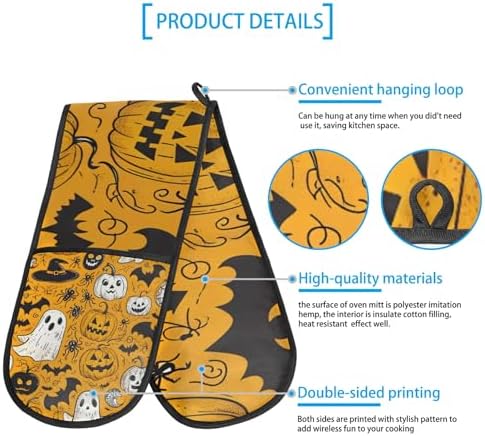 Goblin Ghost Halloween Oven Mitts Double