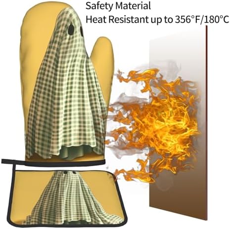 Halloween Ghost Oven Mitts Set for Heat-Resistant Cooking