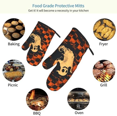 Halloween Skull Oven Mitts Heat Resistant Non-Slip Waterproof 1