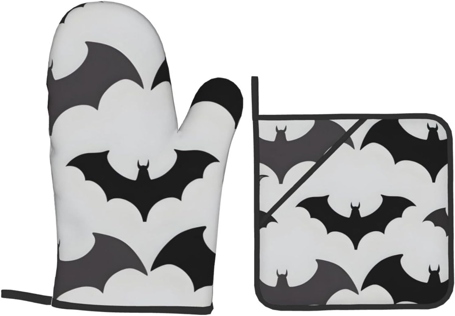 Halloween Oven Mitts Set of 4 - Waterproof Heat-Resistant Grey Prints