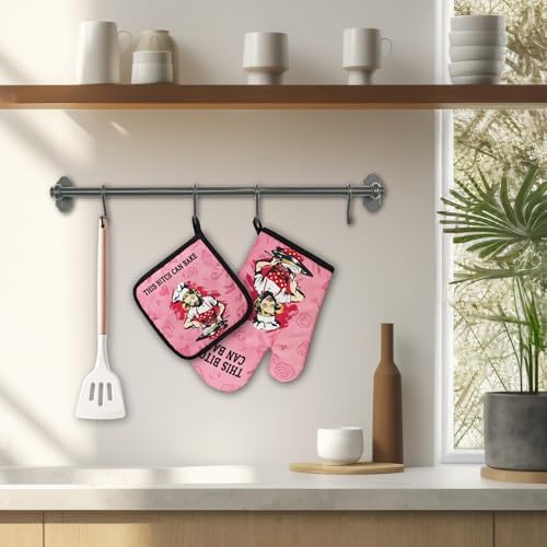 GOSJINN K - Funny Oven Mitts Pot Holders - Unique Kitchen Basket - 2x Set