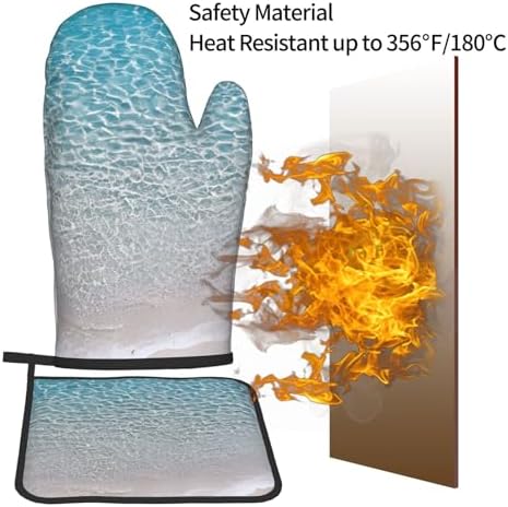 Clear Sea Water Oven Mitt Pot Holder Set