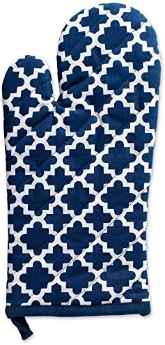 DII Lattice Basics Collection Oven Mitt Set Two-Piece Nautical Blue
